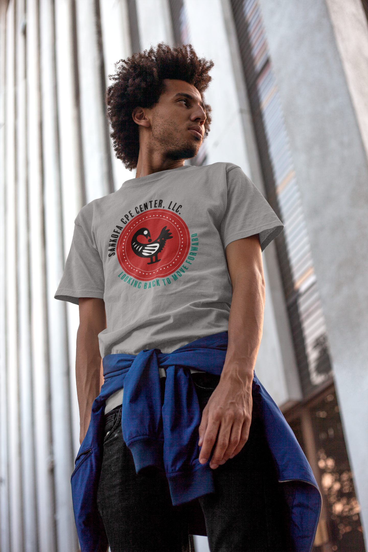 Sankofa CPE Center T-Shirt โ "Looking Back to Move Forward"