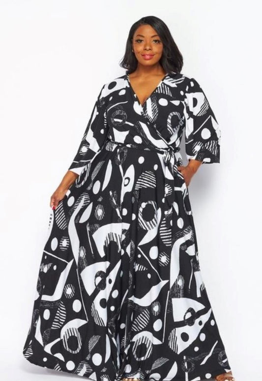 COLOR BLOCK MAXI DRESS